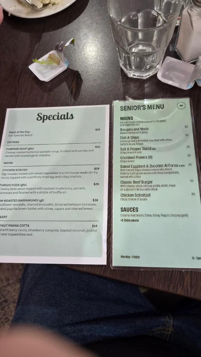 Menu, Modbury Hotel