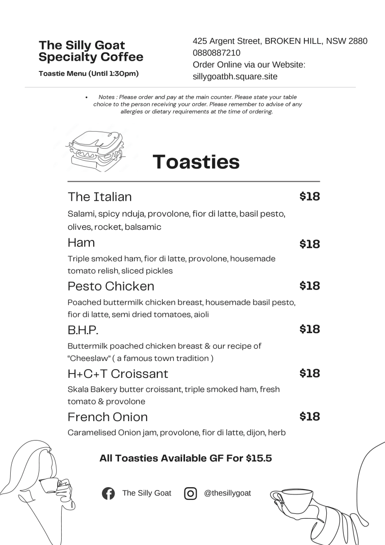 Menu, The Silly Goat