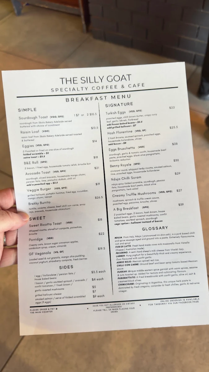 Menu, The Silly Goat