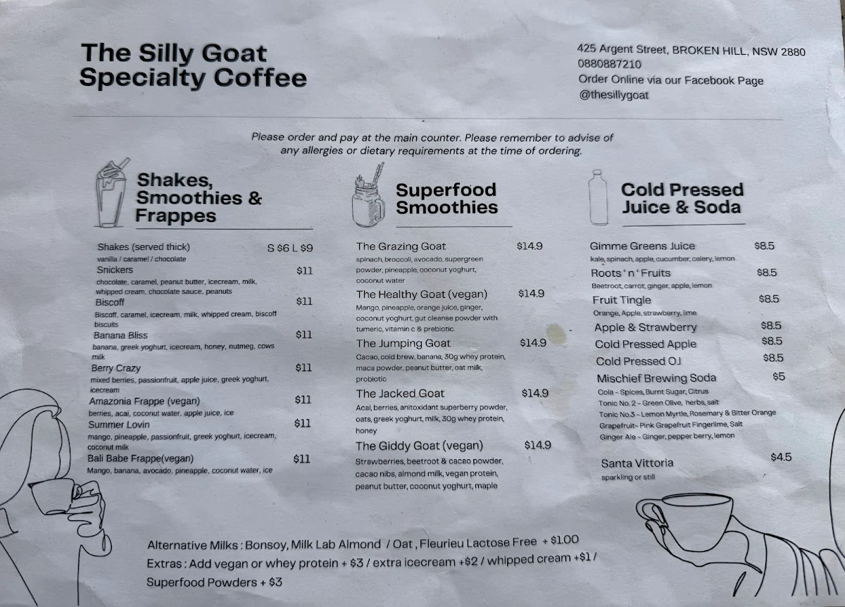 Menu, The Silly Goat