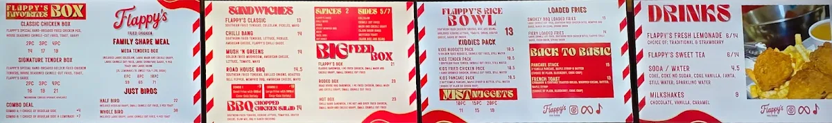 Menu, Flappy’s Fried Chicken Mambourin