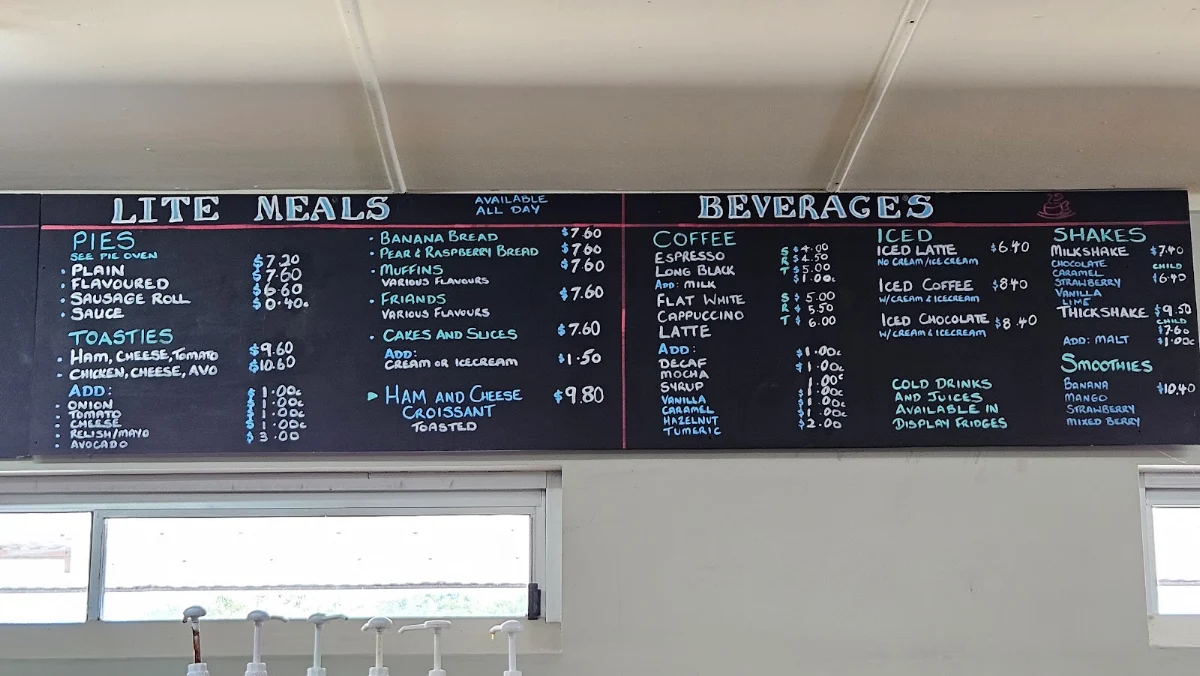 Menu, Kew Corner Store