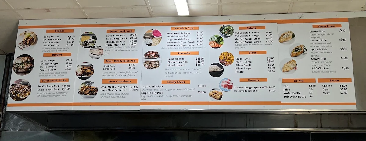 Menu, Eaglehawk Kebab