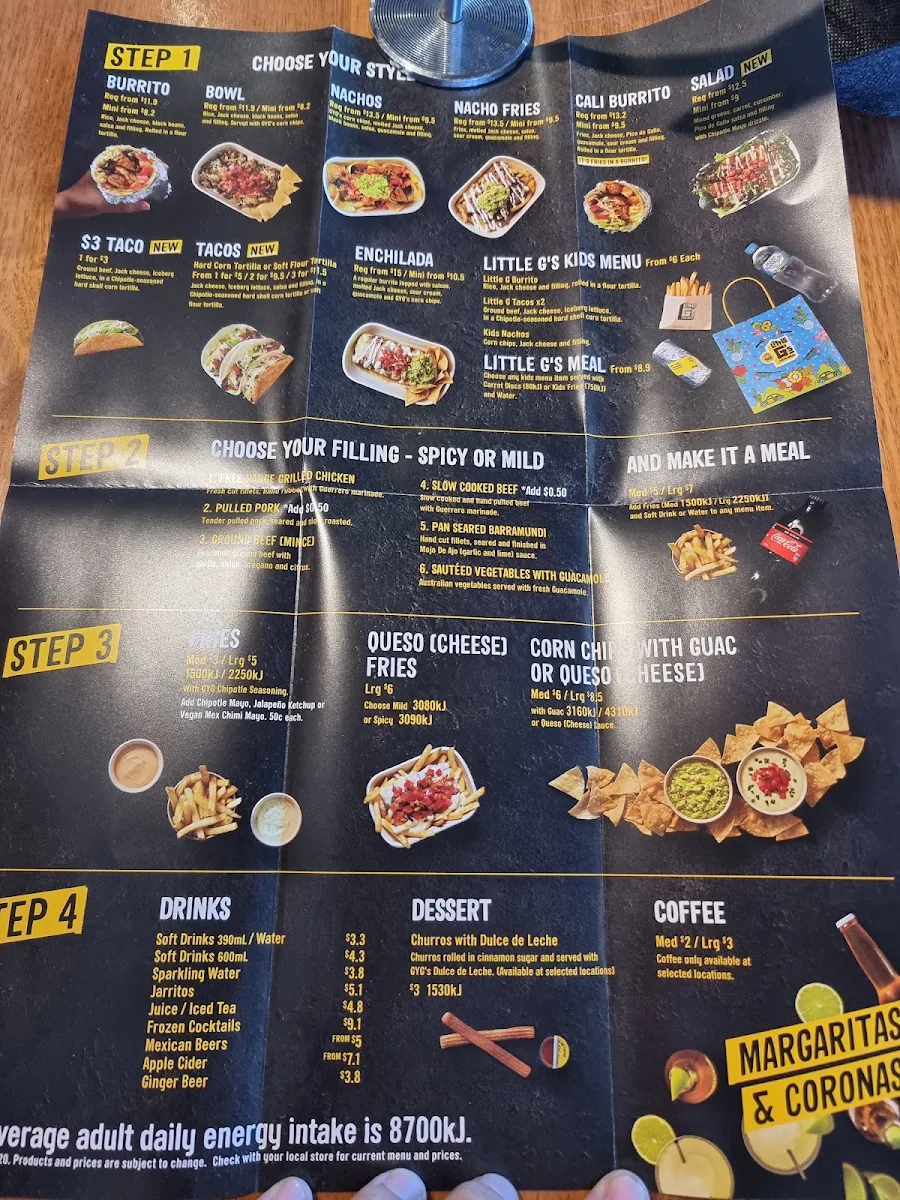 Menu, Guzman y Gomez - Acacia Ridge