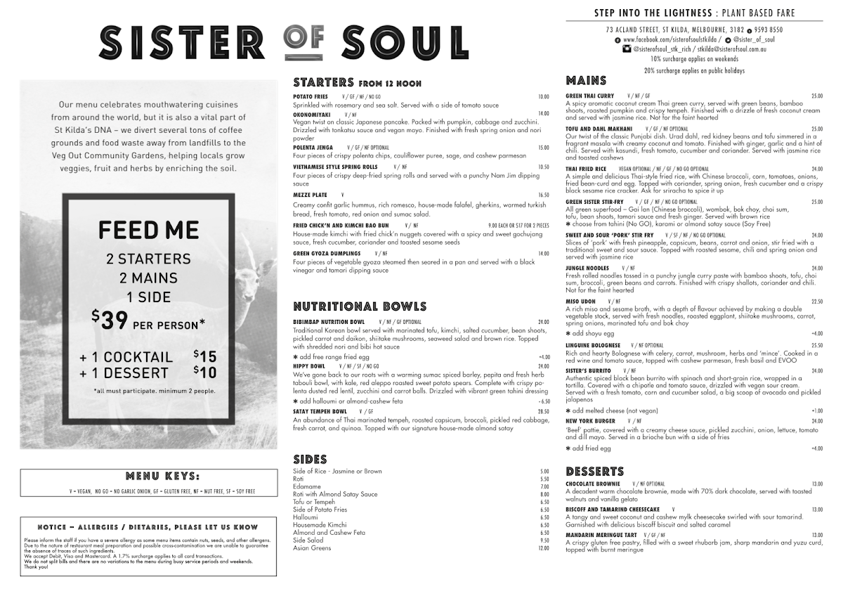 Menu, Sister of Soul