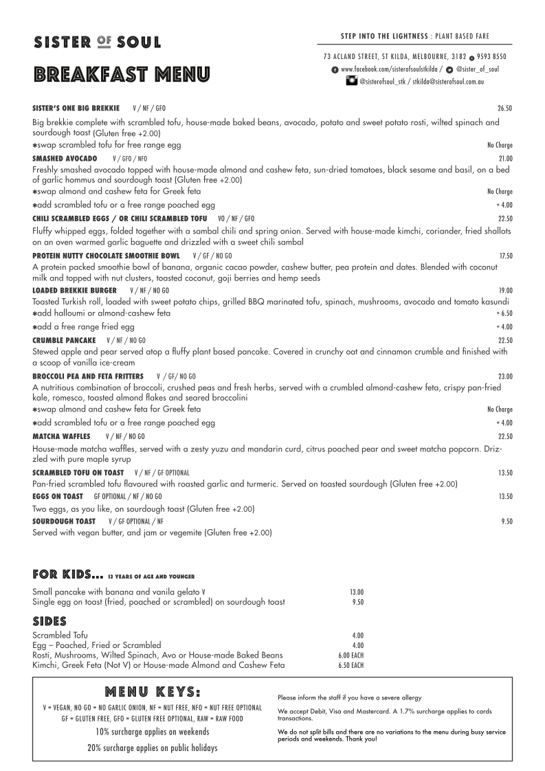 Menu, Sister of Soul