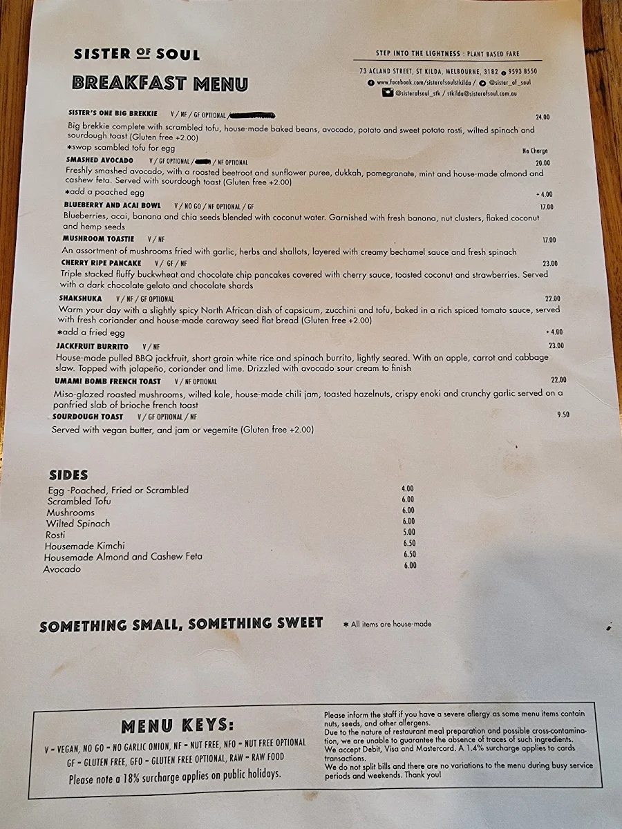 Menu, Sister of Soul