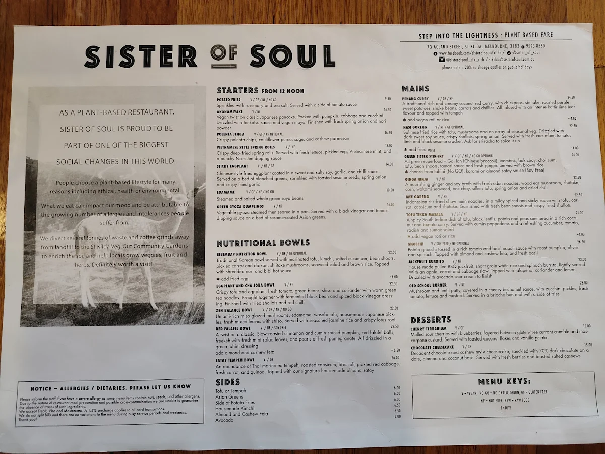 Menu, Sister of Soul