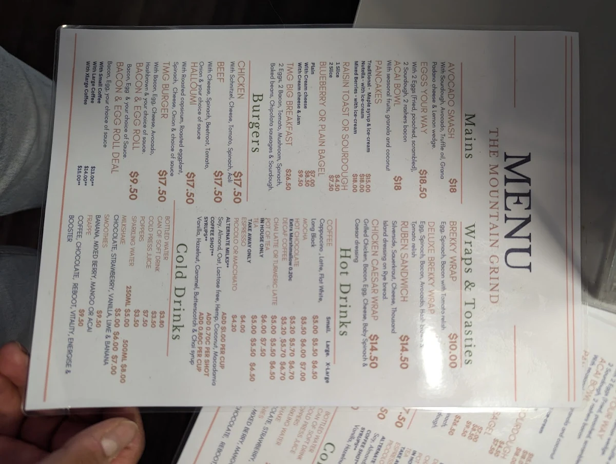 Menu, The Mountain Grind