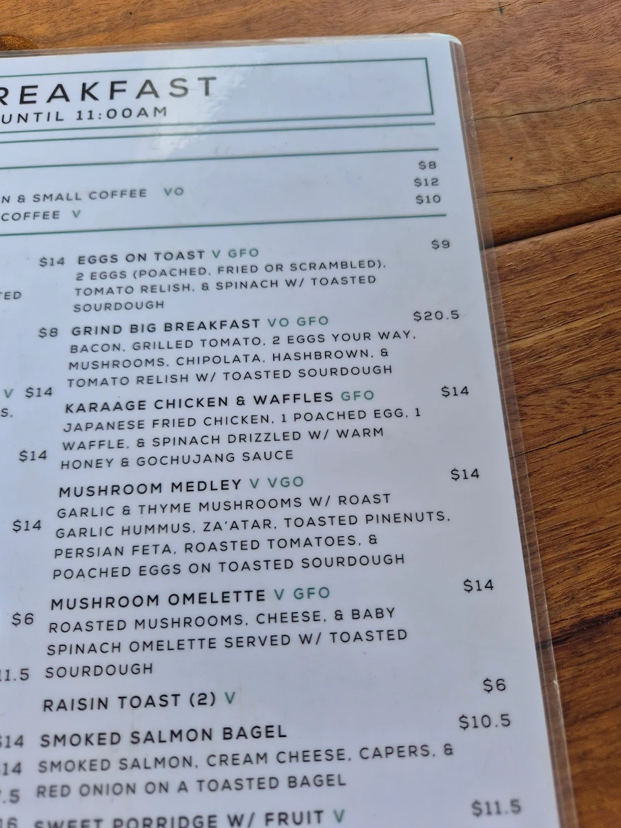 Menu, Gorilla Grind