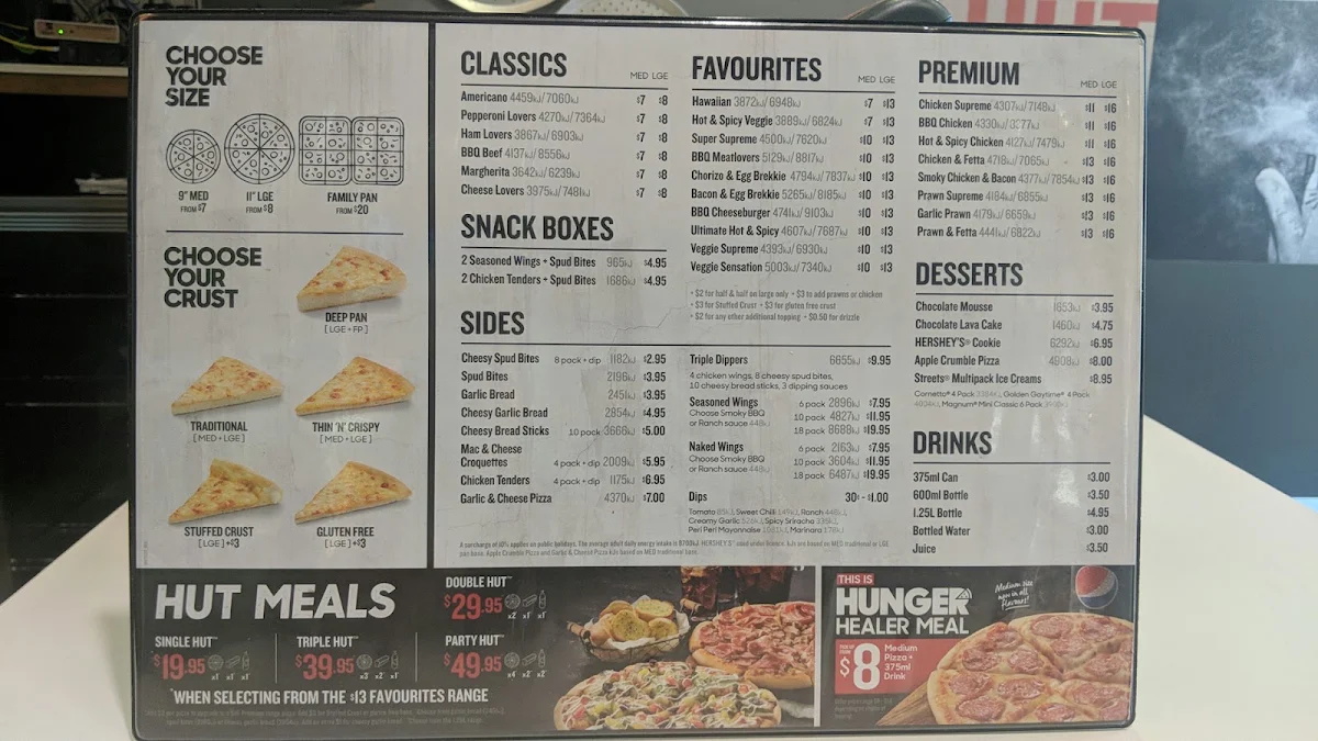 Menu, Pizza Hut Footscray