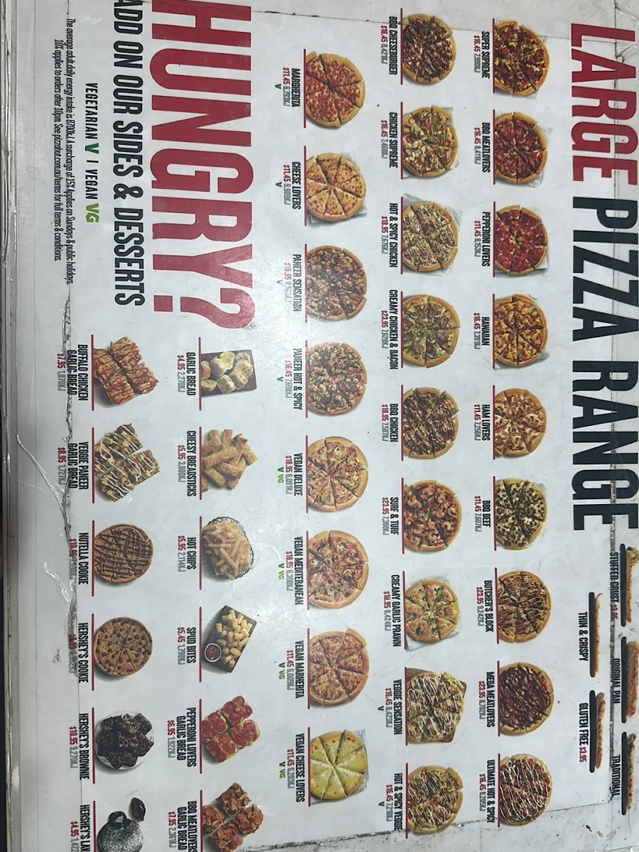 Menu, Pizza Hut Footscray