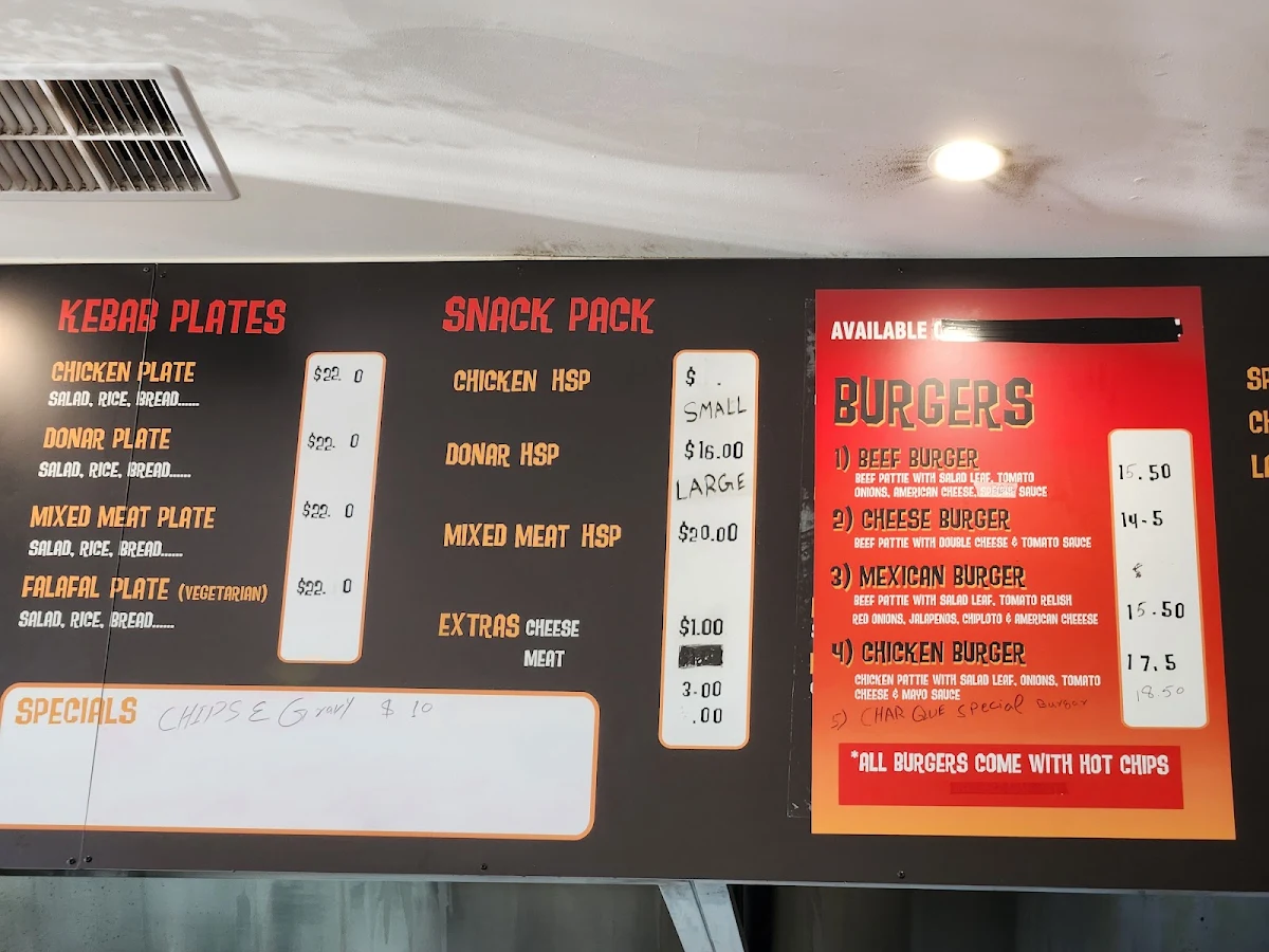 Menu, Char Que