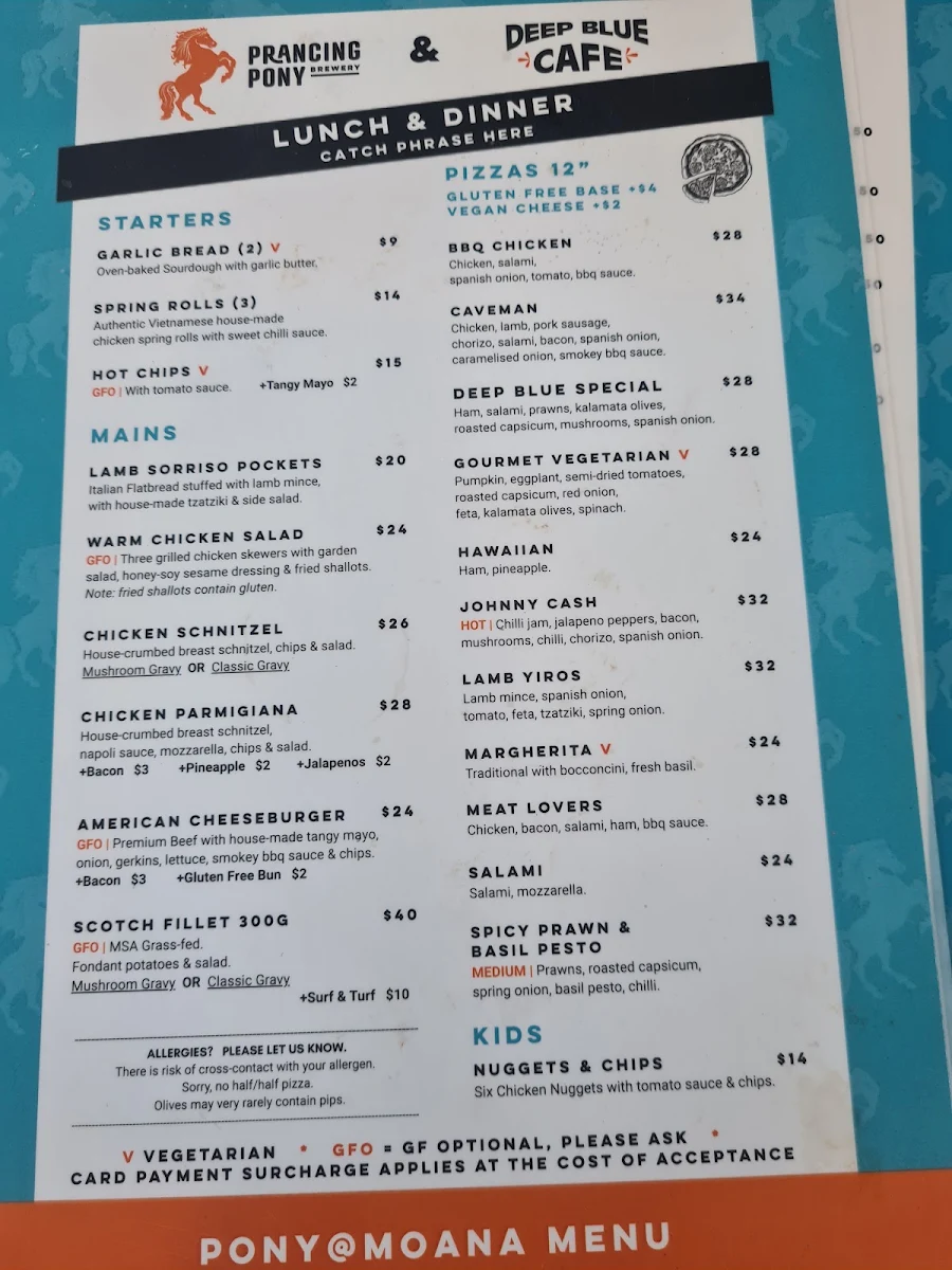 Menu, Pony@Moana