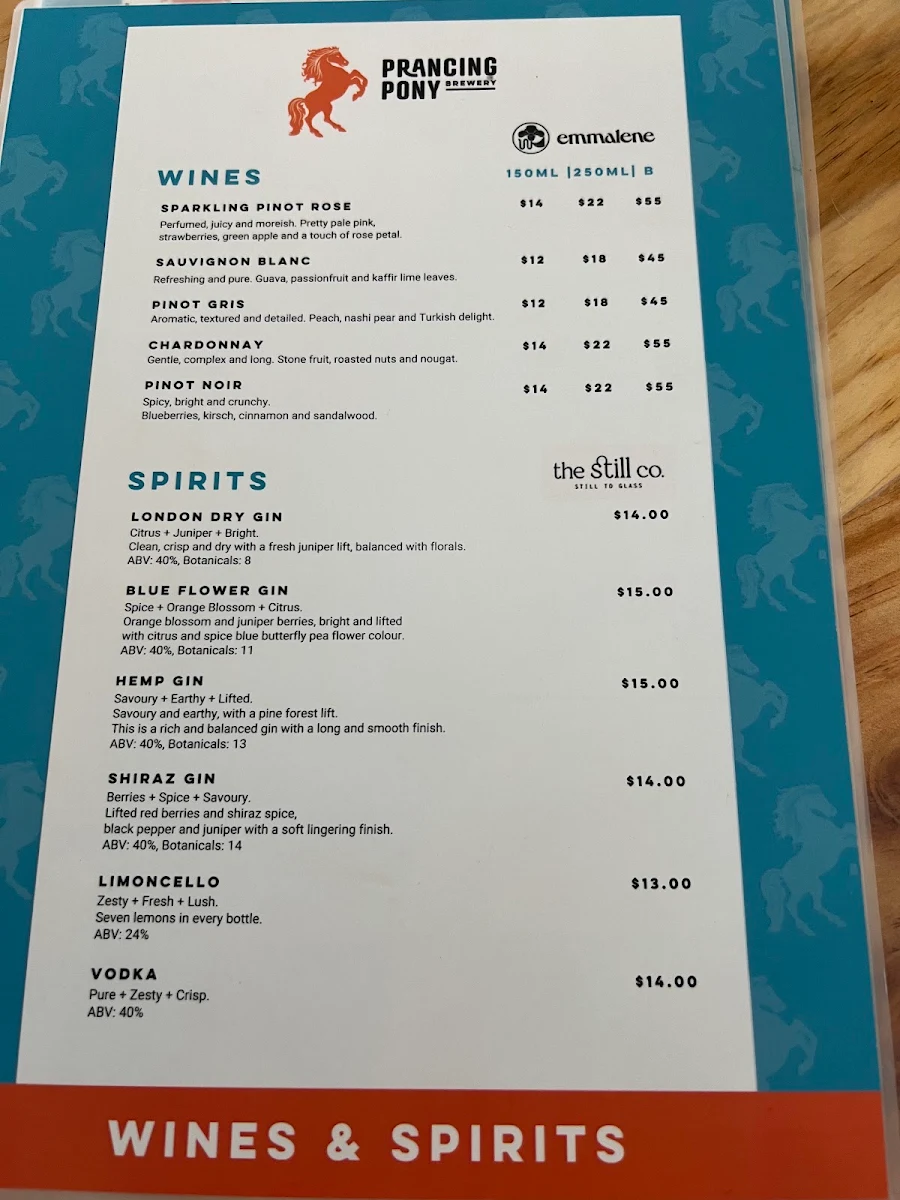Menu, Pony@Moana