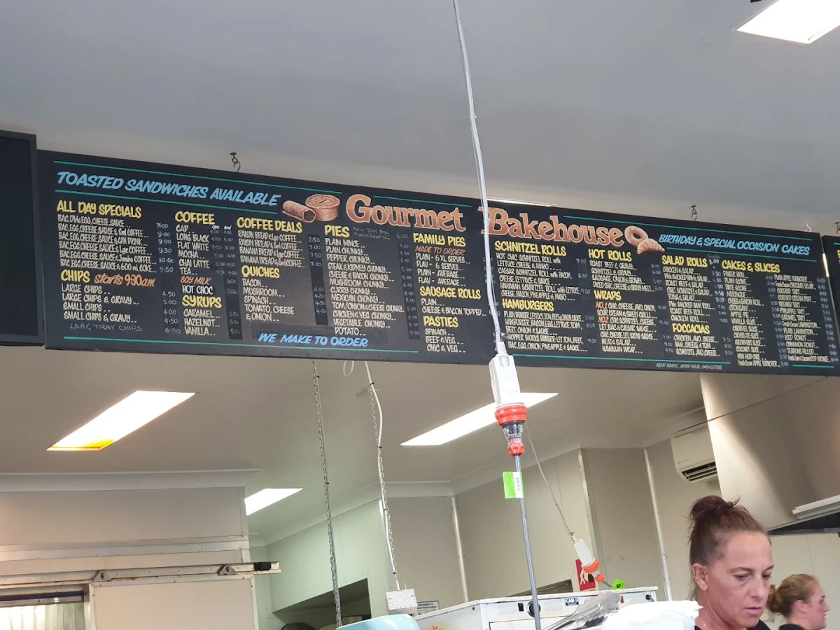 Menu, Gourmet Bakehouse