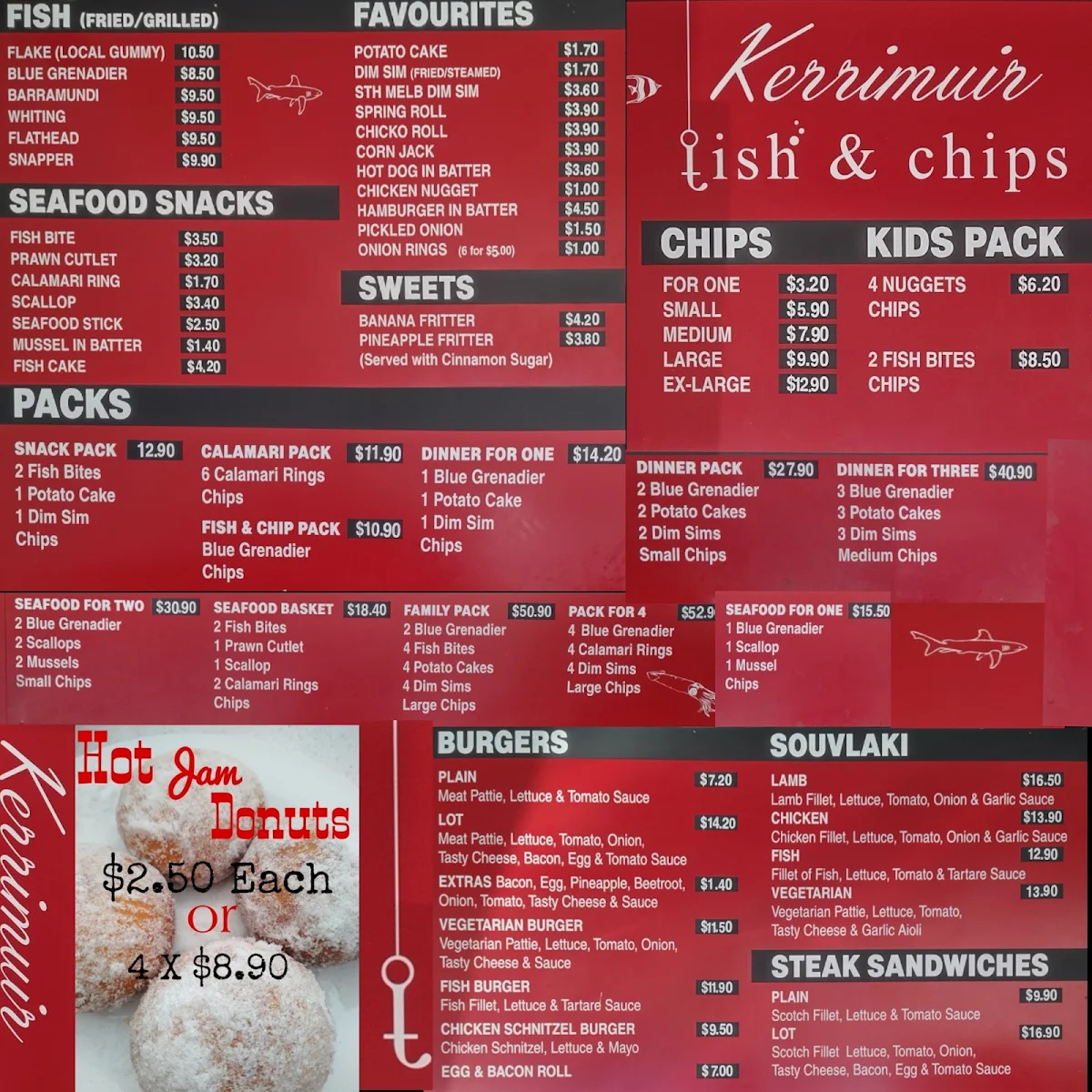 Menu, Kerrimuir Fish & Chips