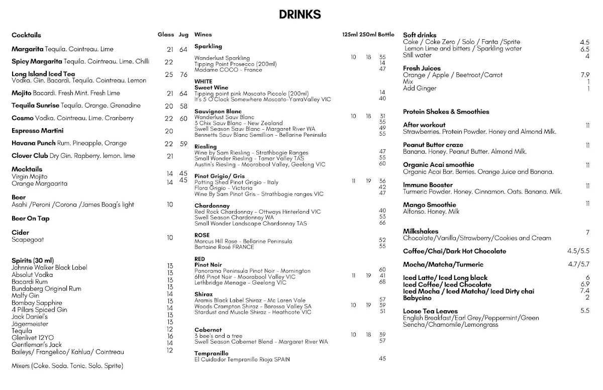 Menu, OHD Coffee | Bar | Diner