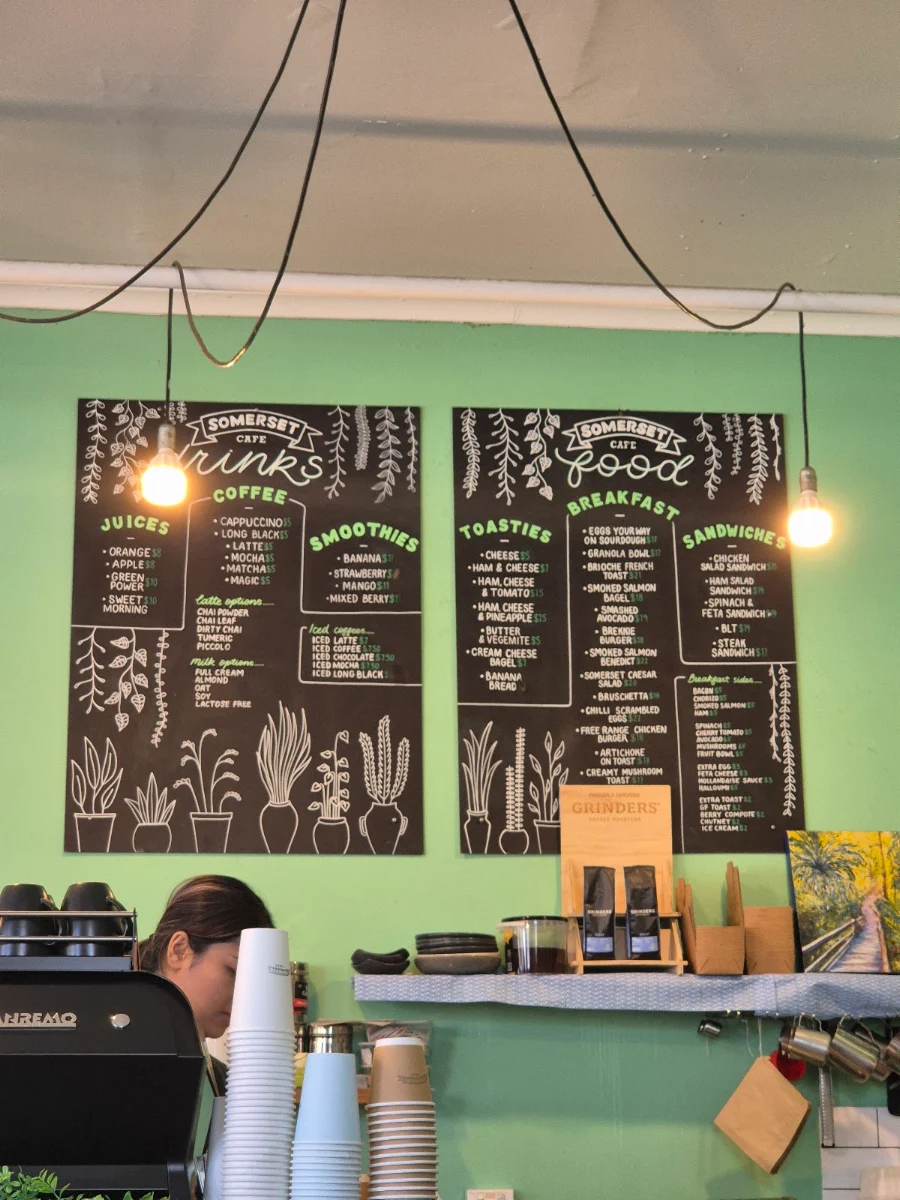 Menu, Somerset Cafe