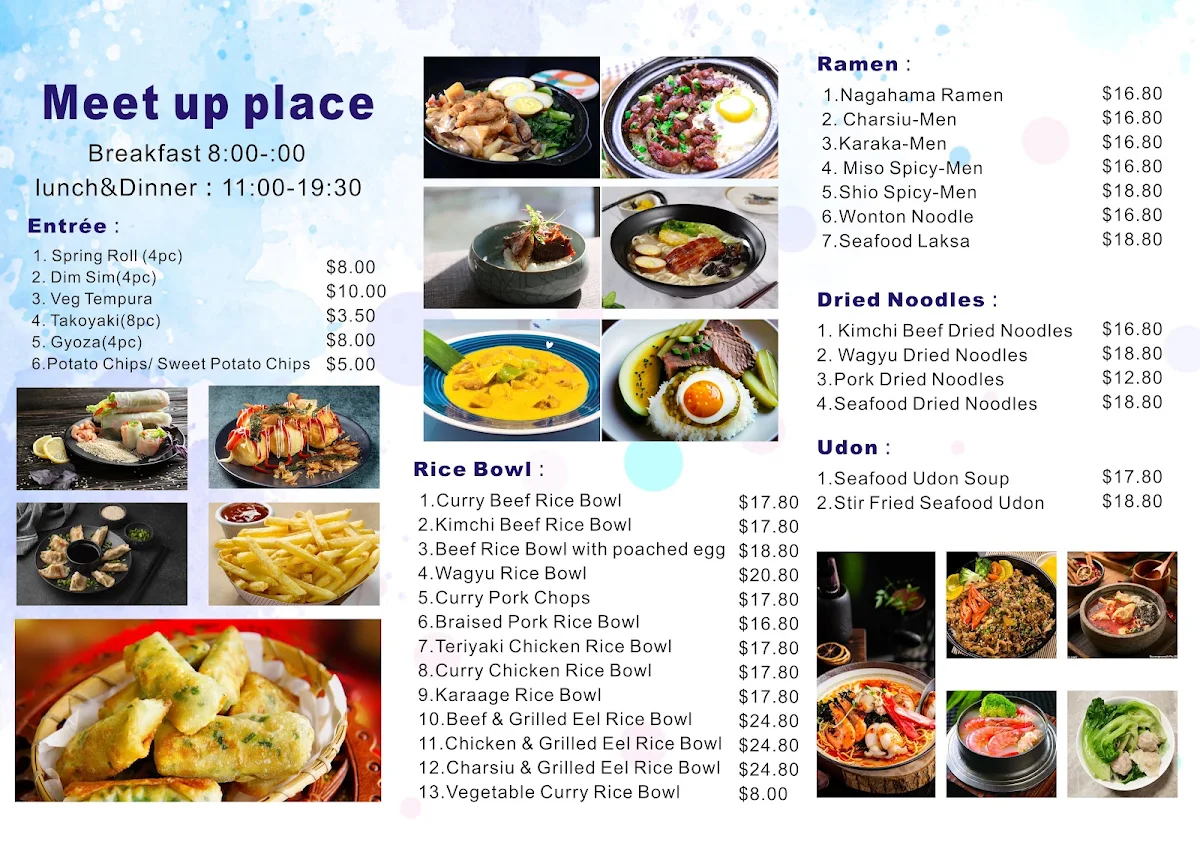 Menu, Meet up place Rockhampton