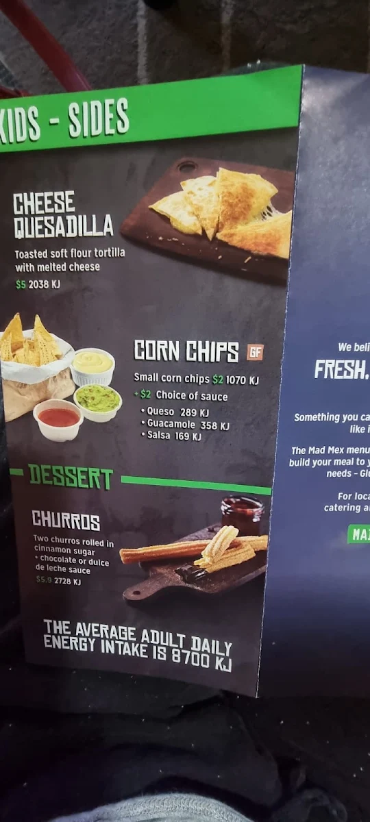 Menu, Mad Mex Rockdale Plaza