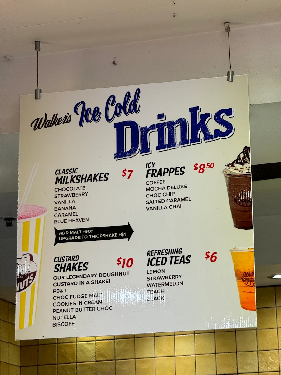 Menu, Walker's Doughnuts Elizabeth Street