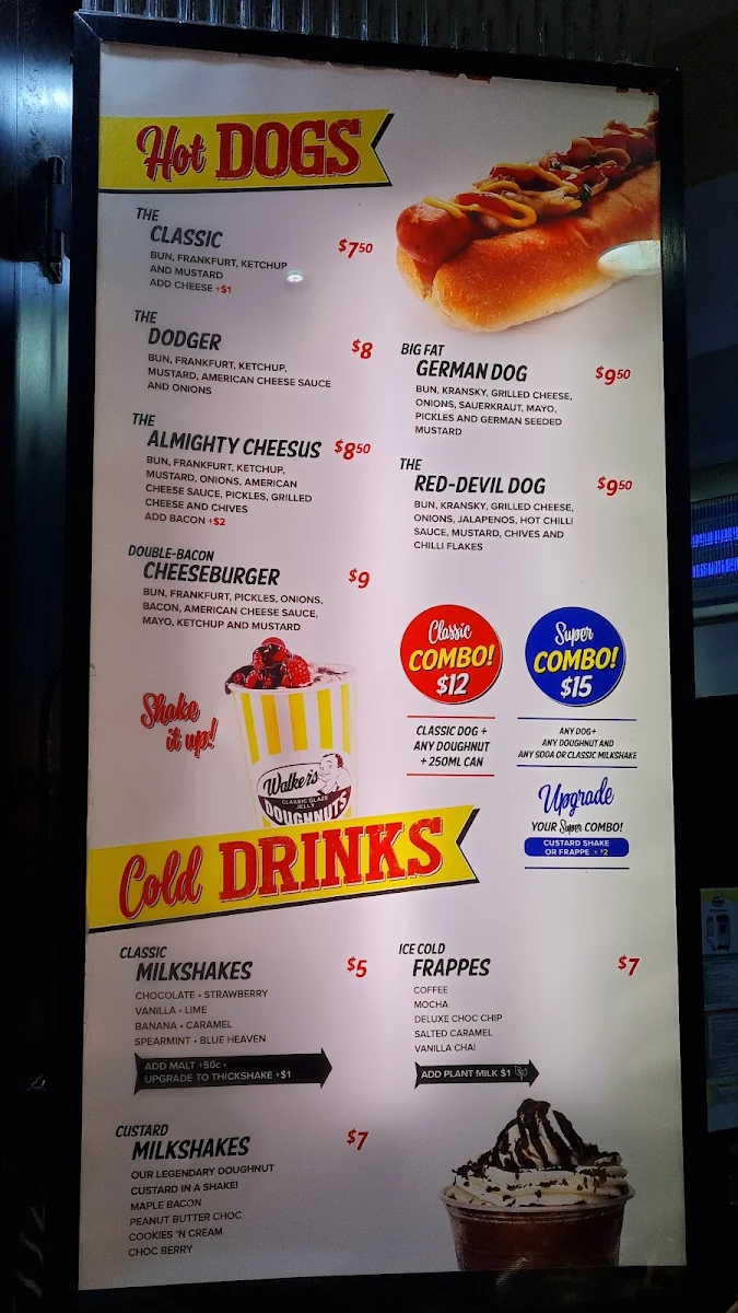 Menu, Walker's Doughnuts Elizabeth Street