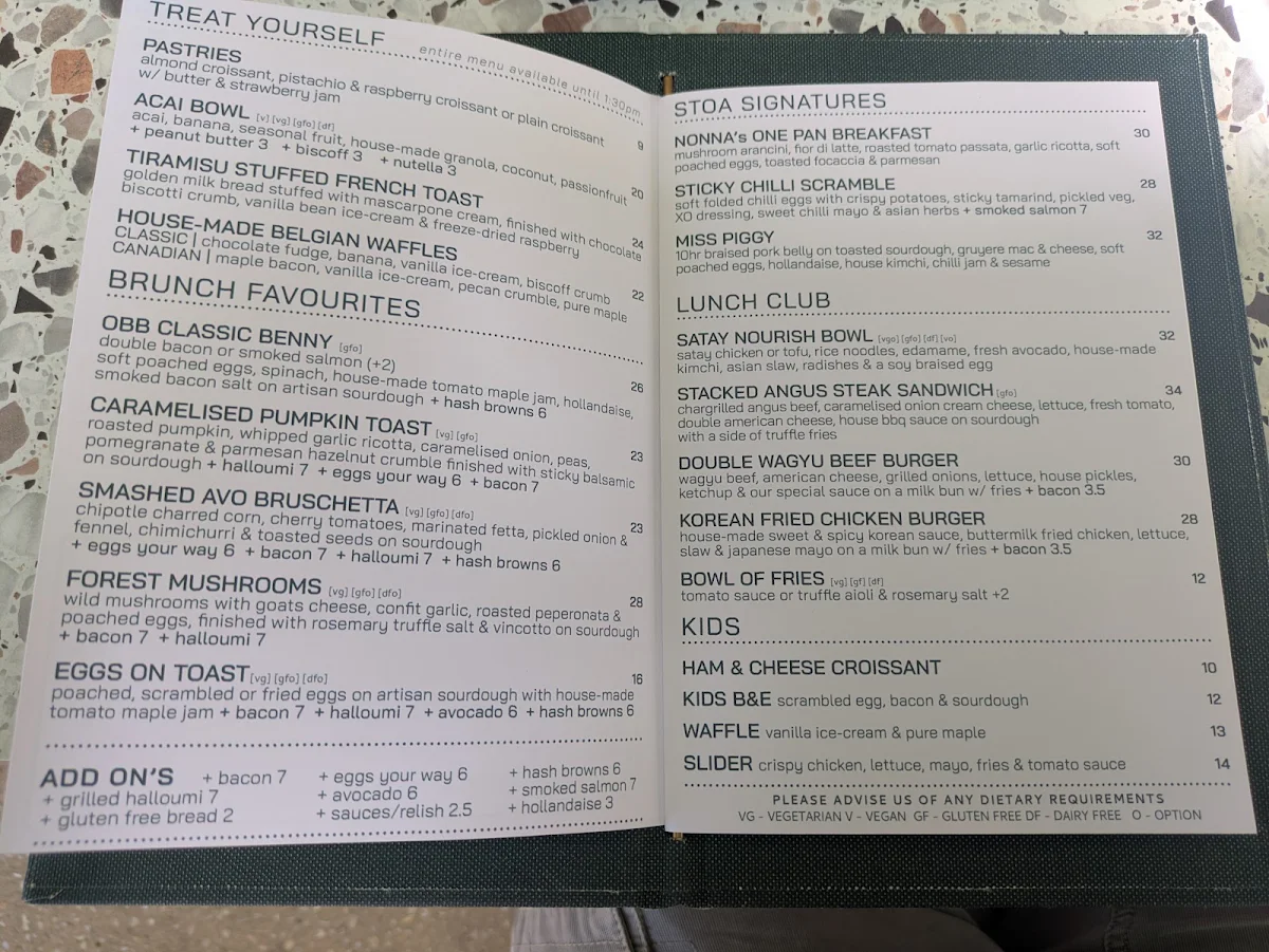 Menu, Stoa Bokarina