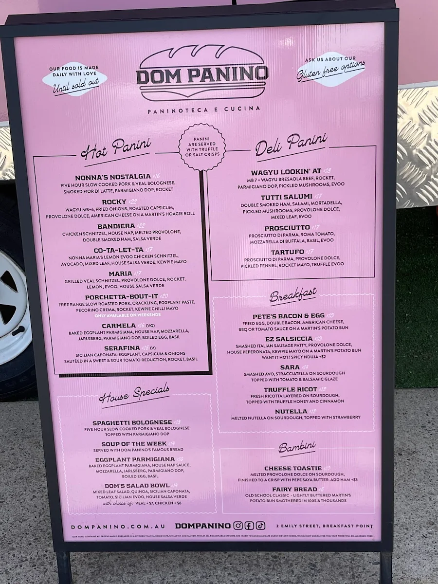 Menu, Dom Panino