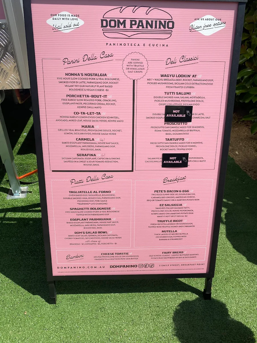 Menu, Dom Panino