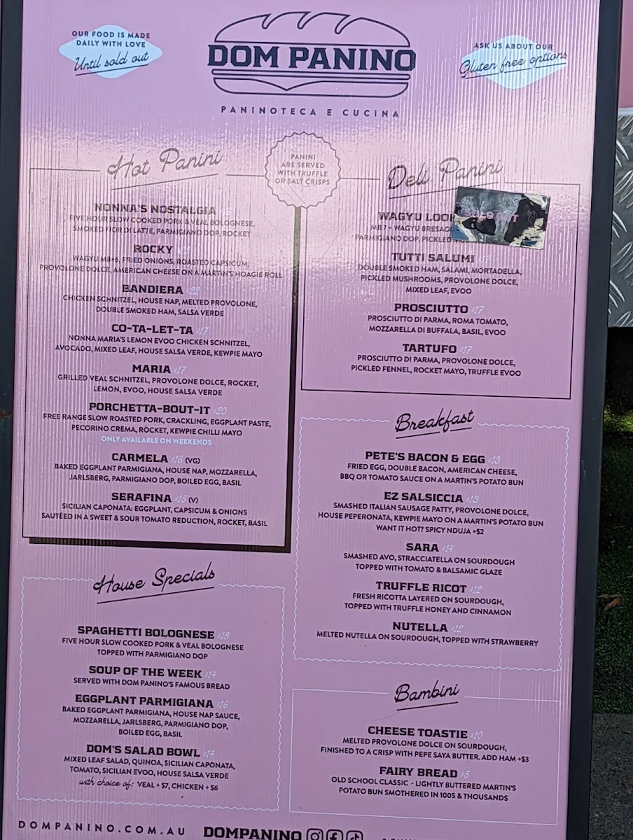 Menu, Dom Panino
