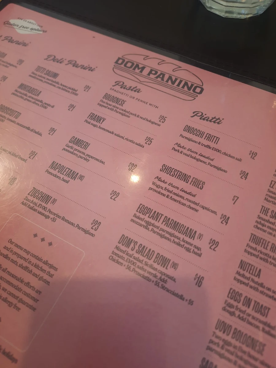 Menu, Dom Panino