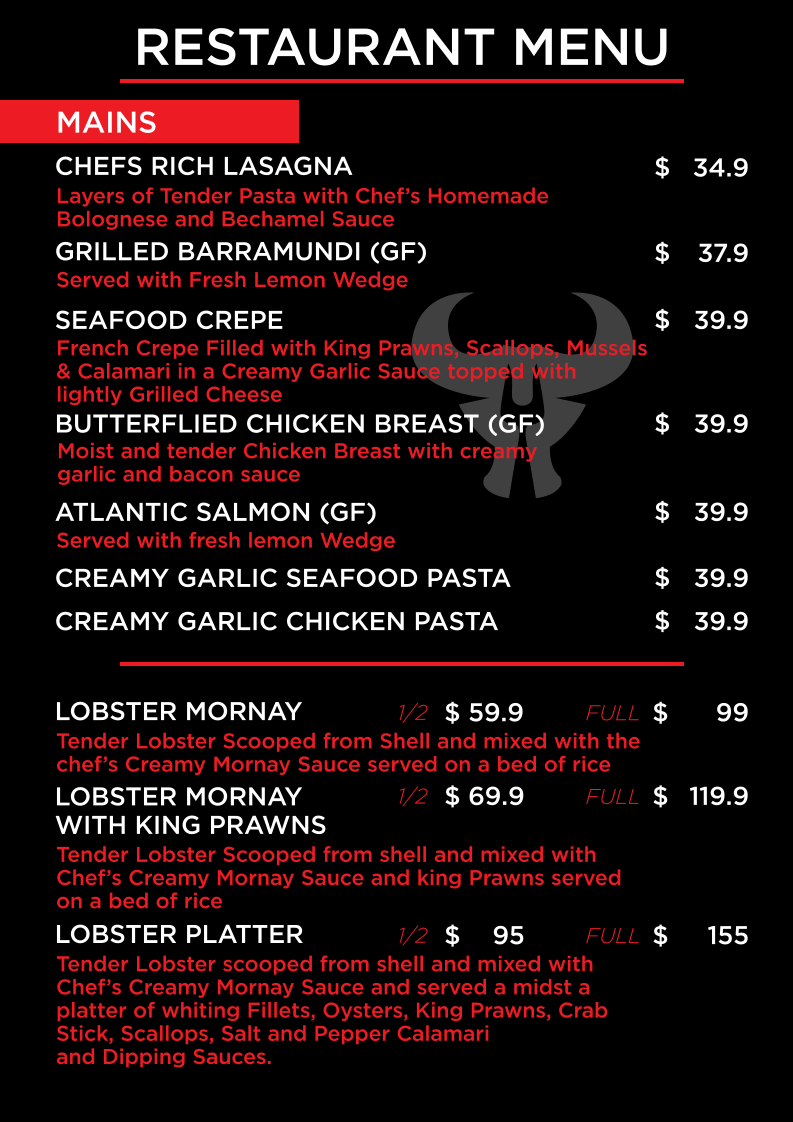 Menu, MATT’S STEAKHOUSE