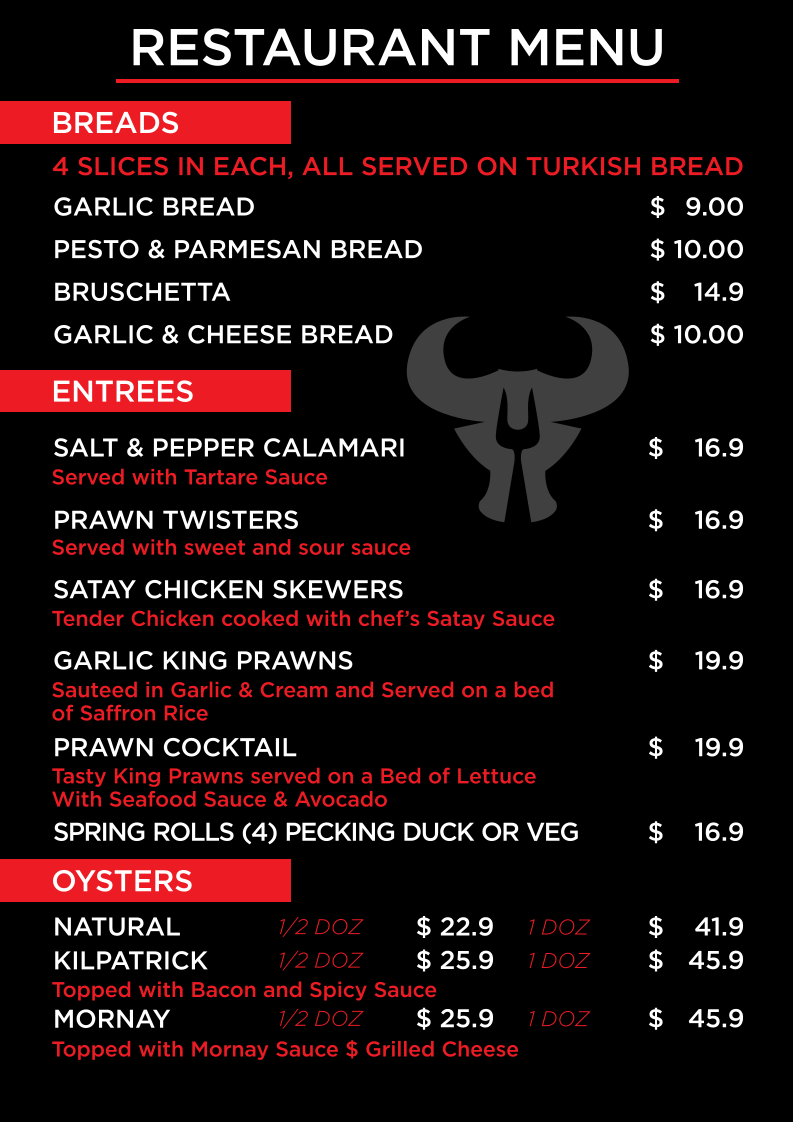 Menu, MATT’S STEAKHOUSE