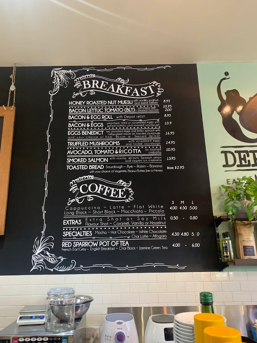 Menu, Depot Cafe