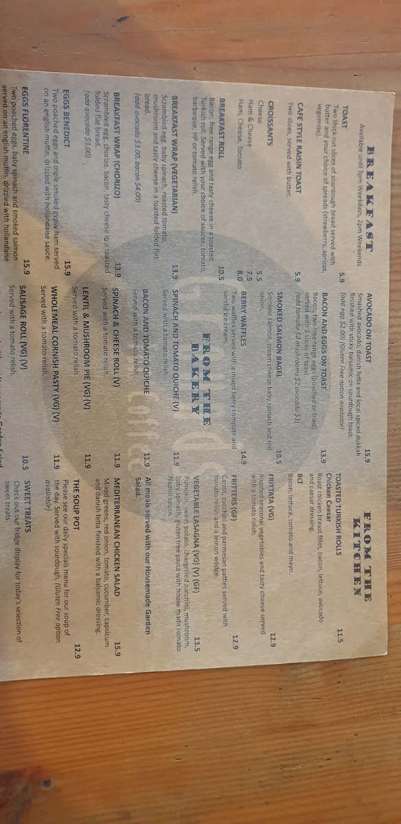 Menu, Grounds For Coffee