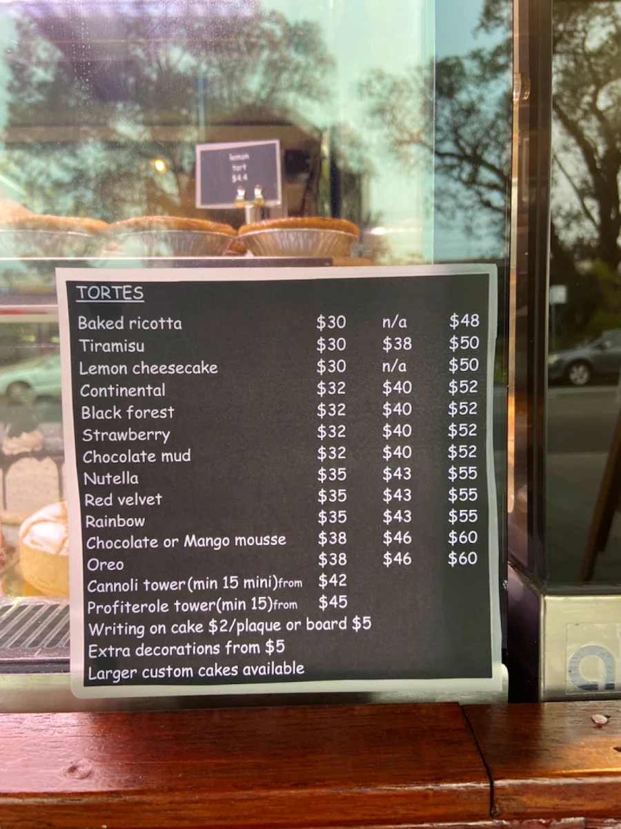 Menu, San Valentino Kogarah