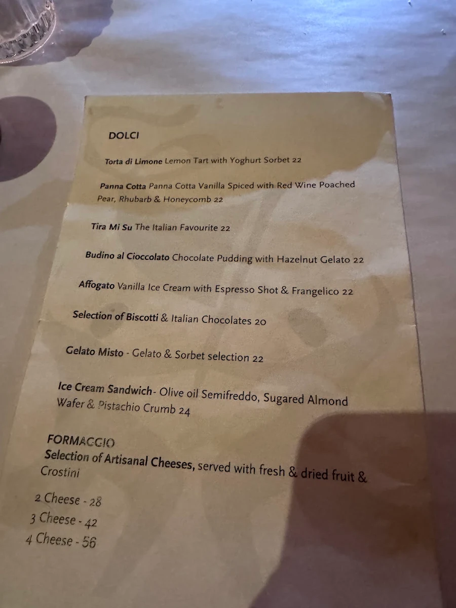 Menu, Italy 1 Camberwell