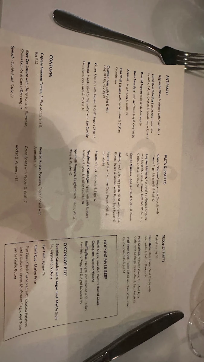 Menu, Italy 1 Camberwell