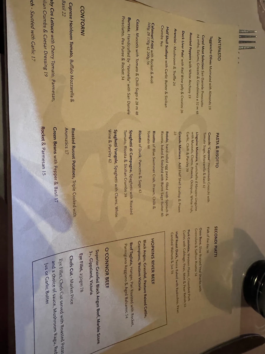 Menu, Italy 1 Camberwell