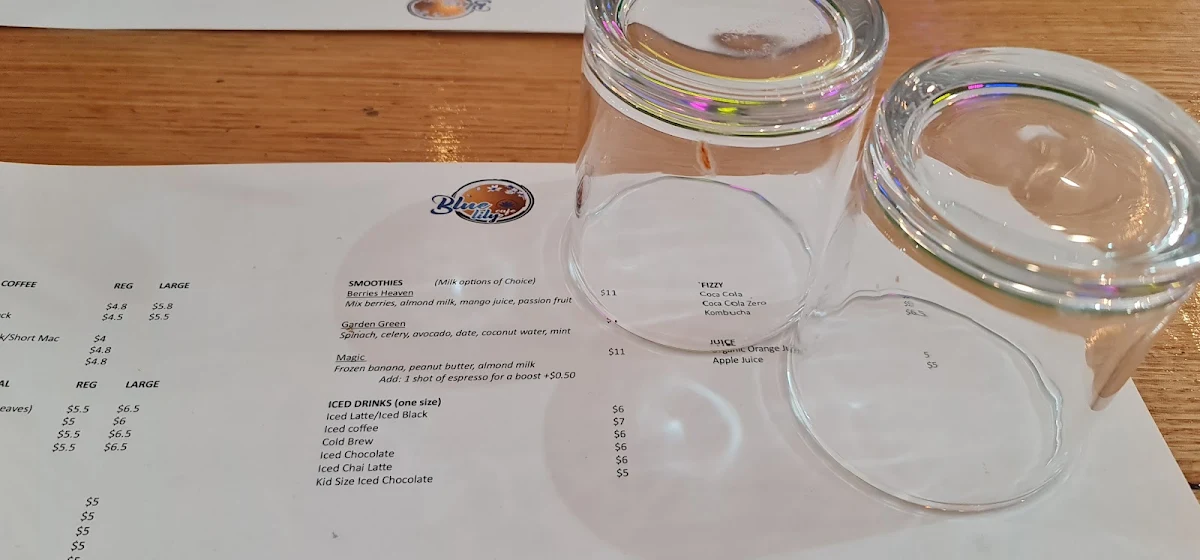 Menu, Blue Lily Cafe
