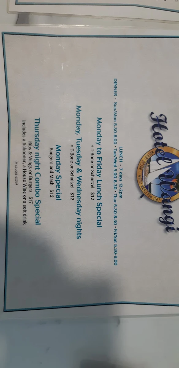 Menu, The Shack Restaurant