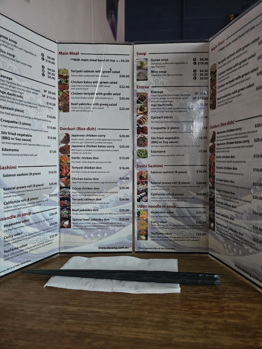 Menu, Zipang