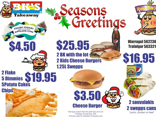 Menu, Bks Takeaway, Trafalgar