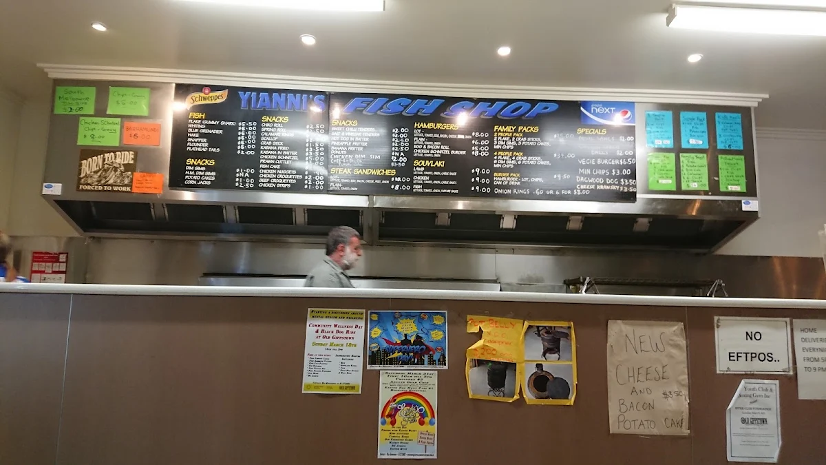 Menu, Yianni’s fish shop
