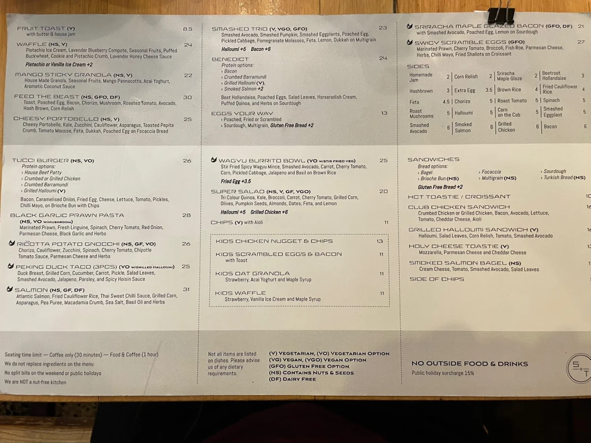Menu, Son of Tucci Cafe Mount Waverley