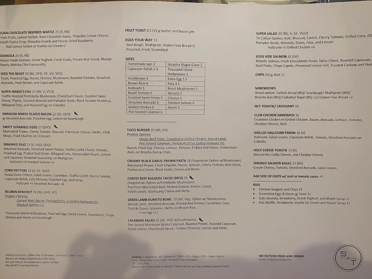 Menu, Son of Tucci Cafe Mount Waverley