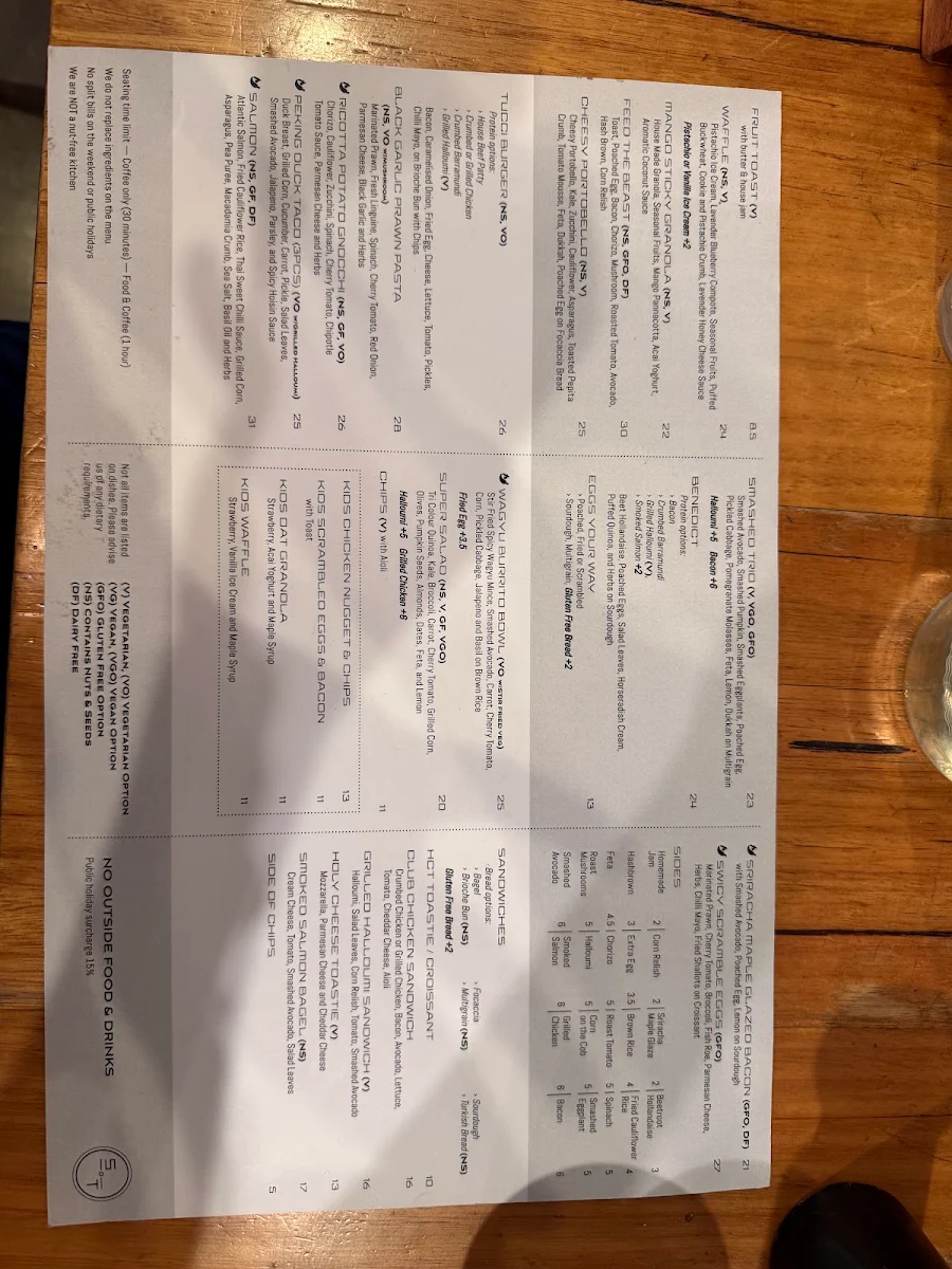Menu, Son of Tucci Cafe Mount Waverley