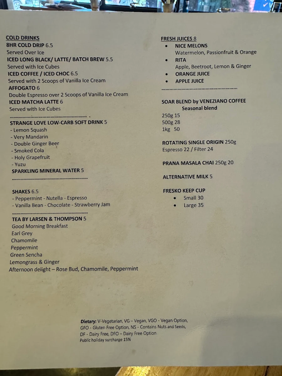 Menu, Son of Tucci Cafe Mount Waverley