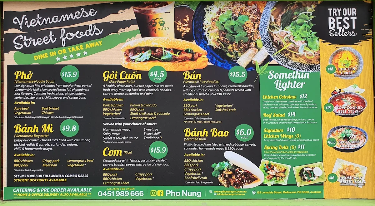 Menu, Pho Nung 123